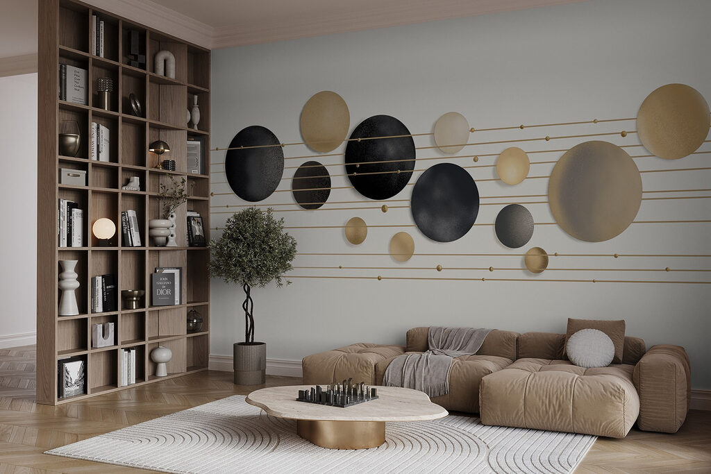 Sfere dorate su linee — ambiente 4