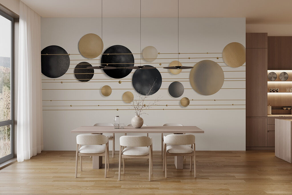 Sfere dorate su linee — ambiente 6