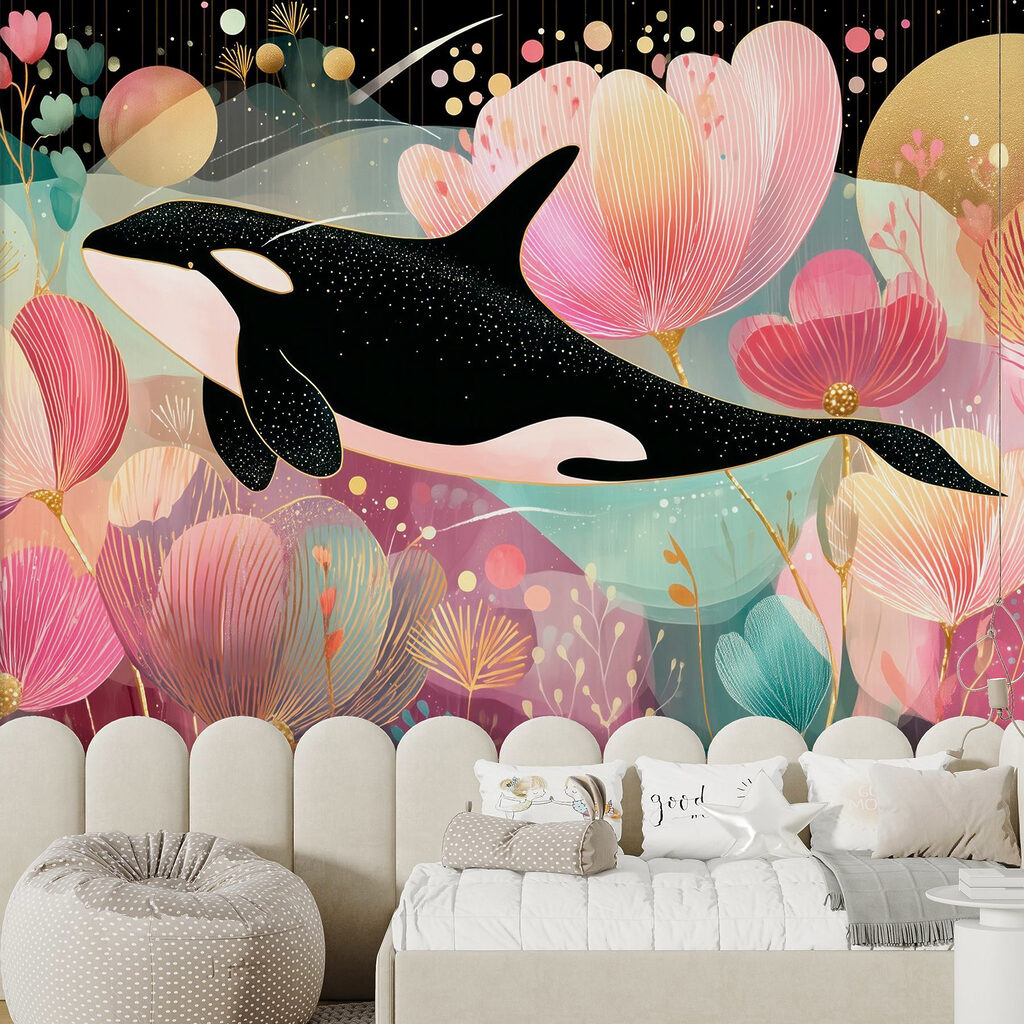 Orca tra fiori rosa — ambiente 2