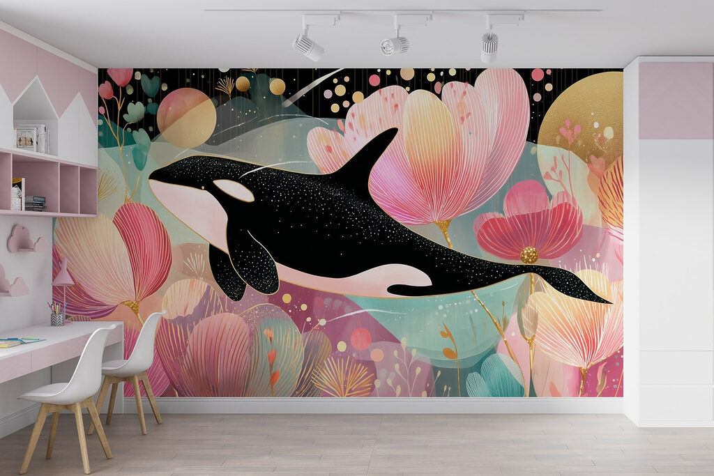 Orca tra fiori rosa — ambiente 3