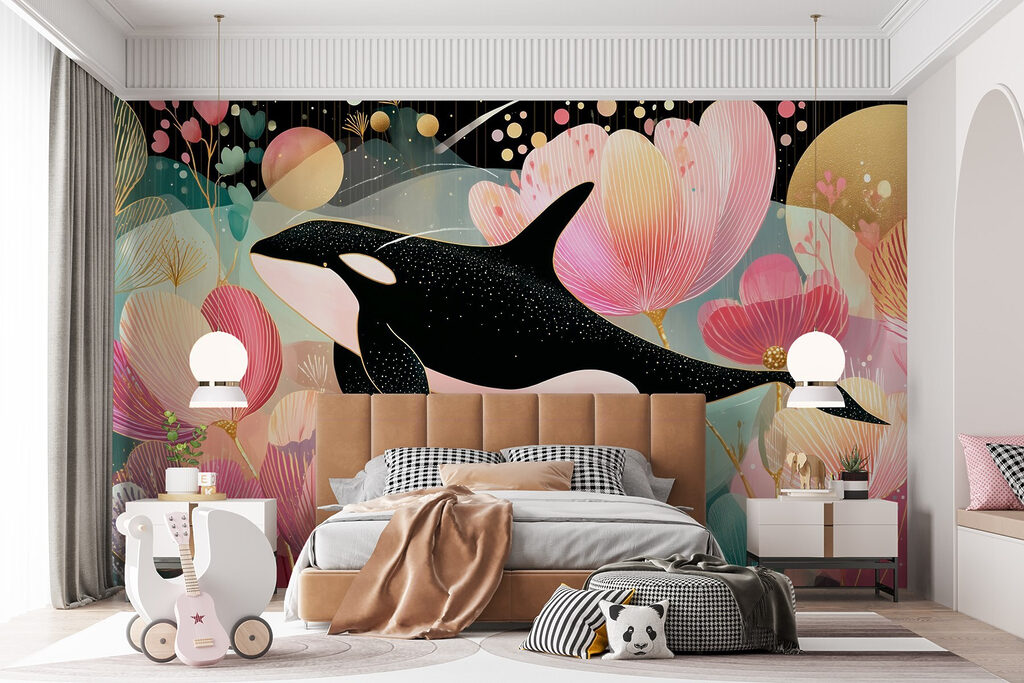 Orca tra fiori rosa — ambiente 4