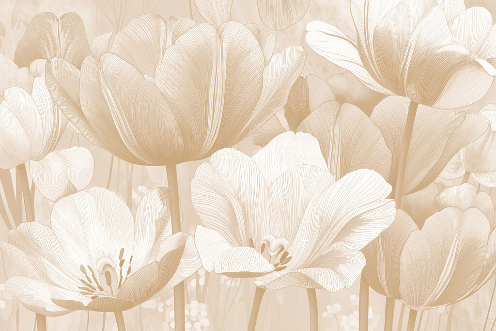 Tulipani chiari in linee — design completo