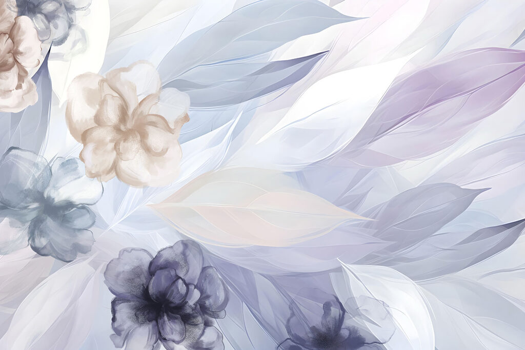 Foglie tra fiori delicati — design completo