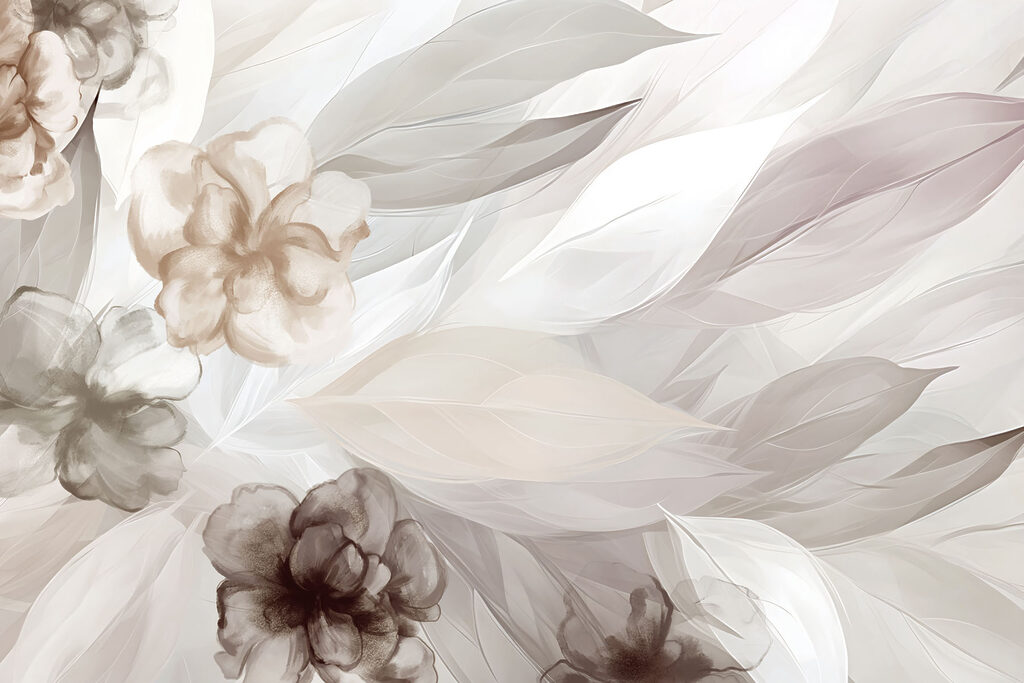 Foglie tra fiori delicati — design completo