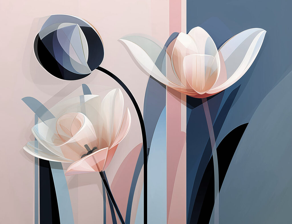 Fiori rosa geometrici — design completo