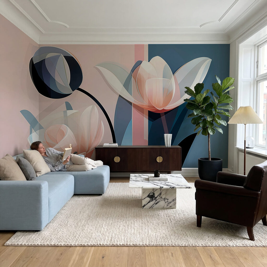 Fiori rosa geometrici — ambiente 3