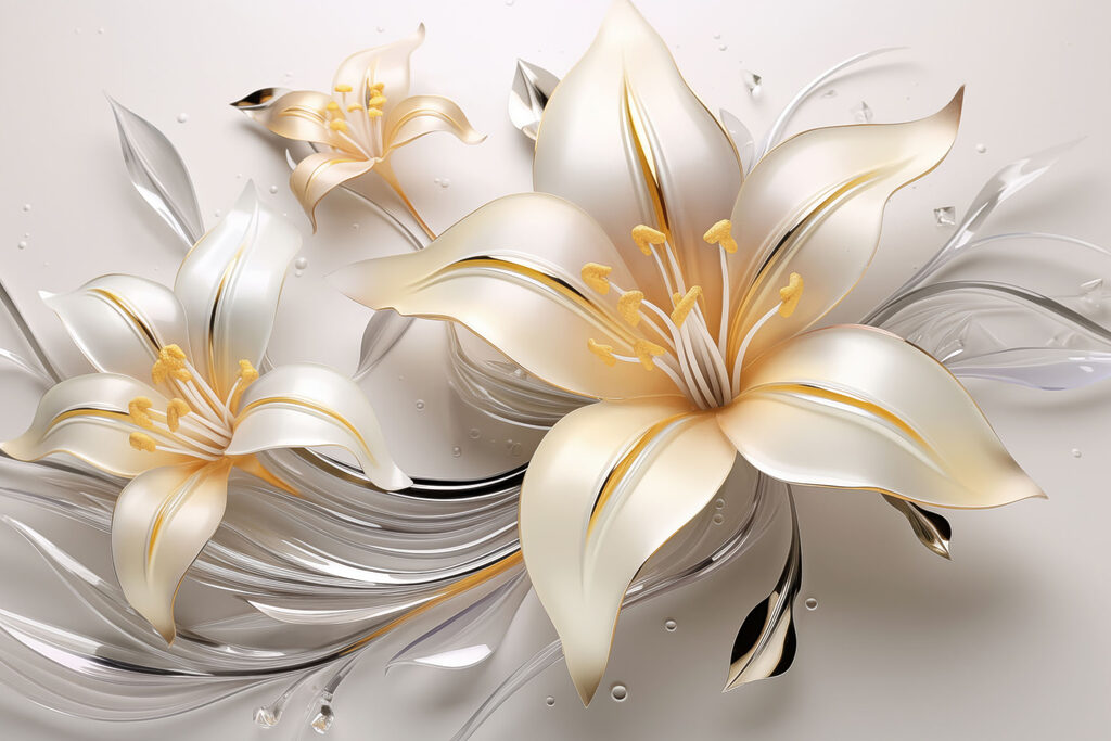 Gigli bianchi e oro — design completo