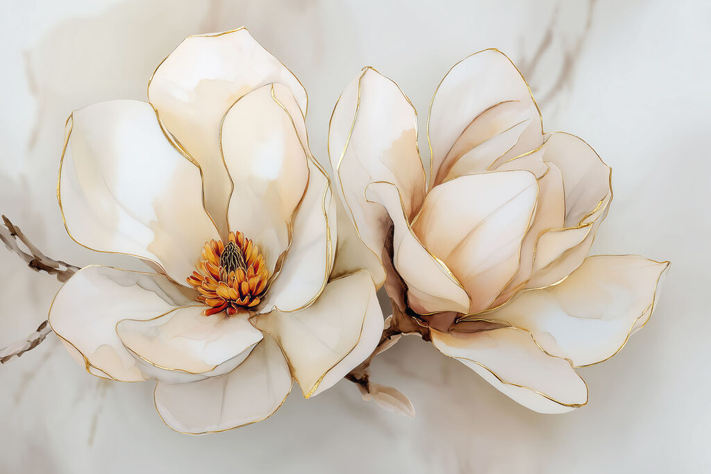 Fiori a linee dorate — design completo