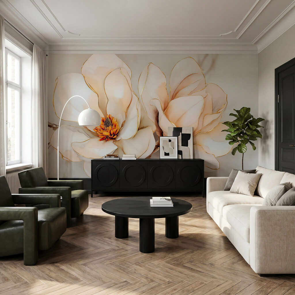 Fiori a linee dorate — ambiente 3