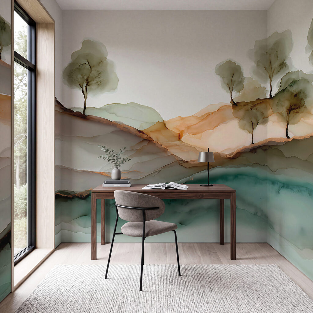 Alberini su colline astratte — ambiente 3