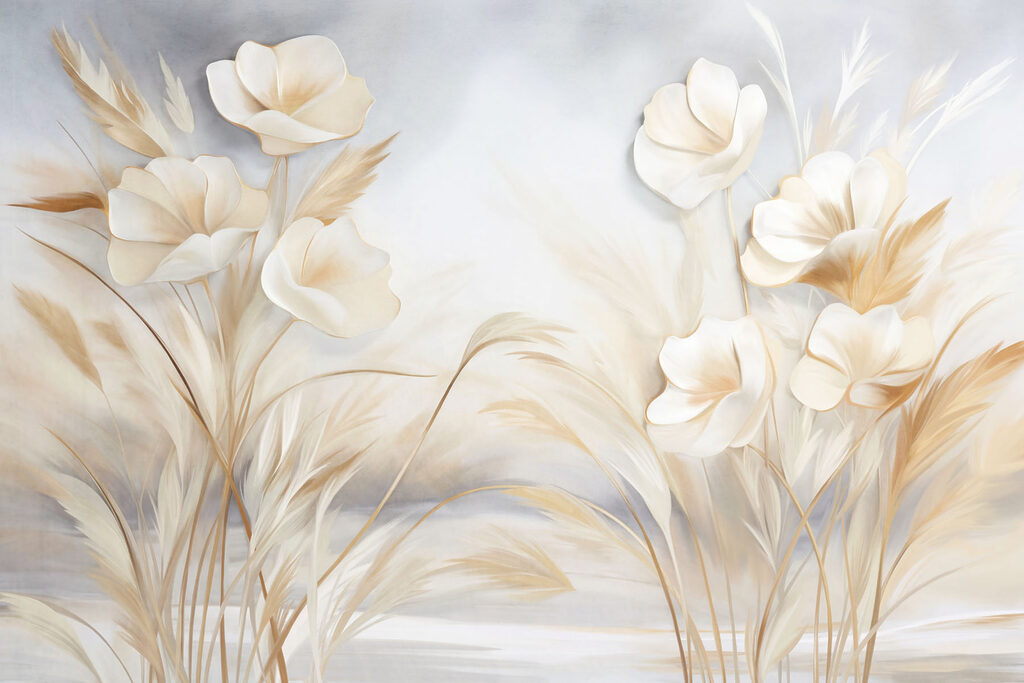 Fiori crema sugli steli — design completo