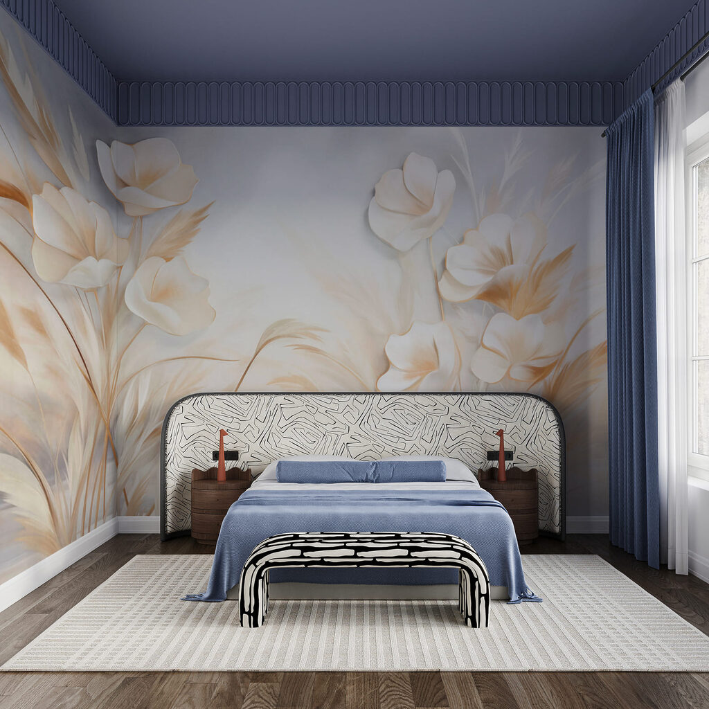 Fiori crema sugli steli in un ambiente
